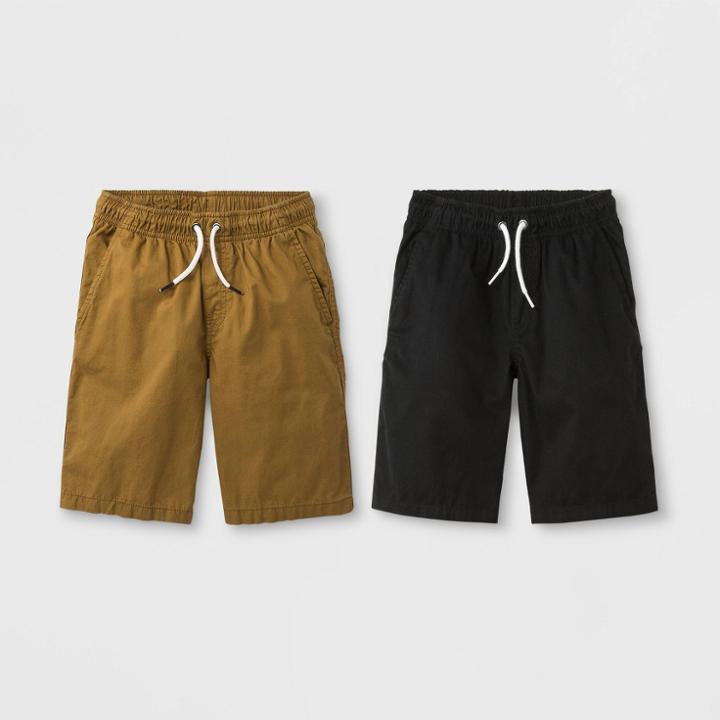 Boys' 2pk Woven Chino Pull-on Shorts - Cat & Jack Black/brown