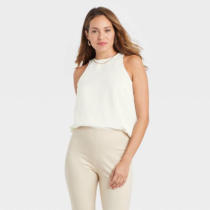 Women's Satin Racer Tank Top - A New Day Cream