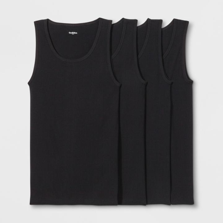 Target Men's Ribbed Tanks 4pk - Goodfellow & Co Black