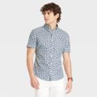 Men's Slim Fit Stretch Poplin Short Sleeve Button-down Shirt - Goodfellow & Co Blue