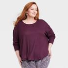Women's Plus Size Long Sleeve U-neck Tunic Top - Knox Rose Dark Purple