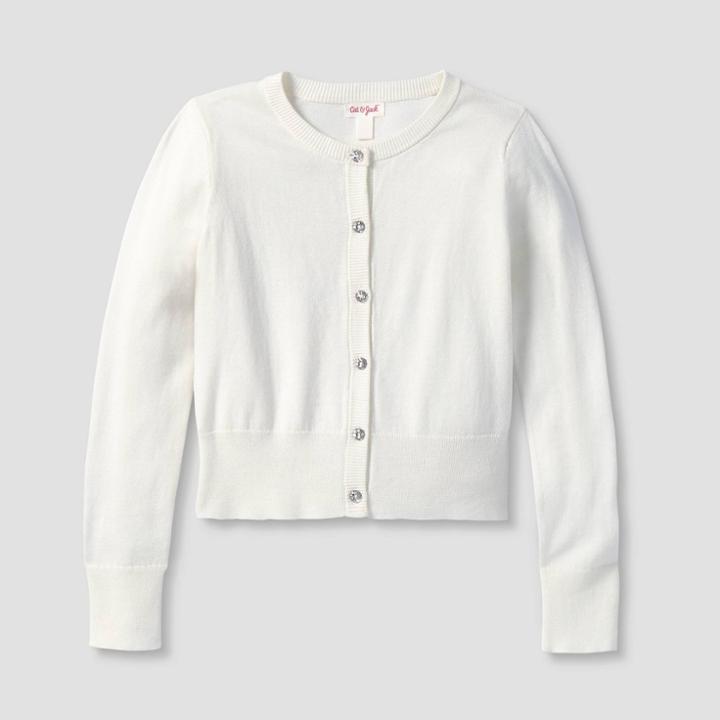 Girls' Button-down Cardigan - Cat & Jack Cream