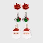 No Brand Ribbon Bow Bell Cluster And Santa Earring
