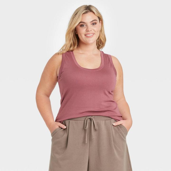 Women's Plus Size Slim Fit Tank Top - A New Day Purple