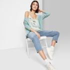 Women's Sleeveless V-neck Ruffle Front Satin Cami Top - Wild Fable Teal Blush Xxl, Women's, Blue