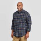 Men's Tall Standard Fit Long Sleeve 1-pocket Flannel Button-down Shirt - Goodfellow & Co Navy