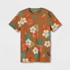 Boys' Short Sleeve Hibiscus Flower Print T-shirt - Cat & Jack Khaki