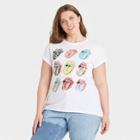 The Rolling Stones Women's Rolling Stone Plus Size Multi Logo Short Sleeve Boyfriend Graphic T-shirt - White