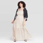 Target Women's Plus Size Sleeveless Square Neck Tiered Maxi Dress - Universal Thread White X