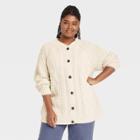 Women's Plus Size Oversized Button-front Grandpa Cardigan - Universal Thread Cream