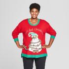 Women's Plus Size Purrfect Christmas Cat Ugly Sweater - 33 Degrees (juniors') Red