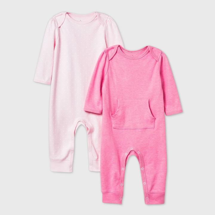 Baby Girls' 2pk Romper - Cloud Island Pink Newborn