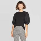 Women's Puff Elbow Sleeve Crewneck T-shirt - Who What Wear Jet Black
