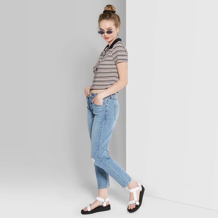 Women's High-rise Girlfriend Jeans - Wild Fable Blue
