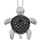 Target Women's Sterling Silver Accent Round-cut Black Diamond Pave Set Turtle Pendant - White