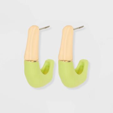 Enamel With Organic Shaped Hoop Earrings - A New Day Green