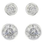 Distributed By Target Stud Earrings Sterling Bezel Round Cubic Zirconia Set - 2pk -