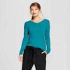 Women's V-neck Luxe Any Day Pullover - A New Day Turquoise