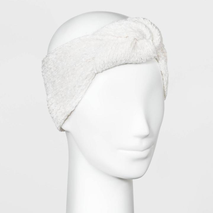 Women's Chenille Knot Headband - A New Day Cream, Ivory