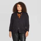 Women's Plus Size Puff Long Sleeve Open Front Cardigan - Who What Wear Black 1x, Women's,