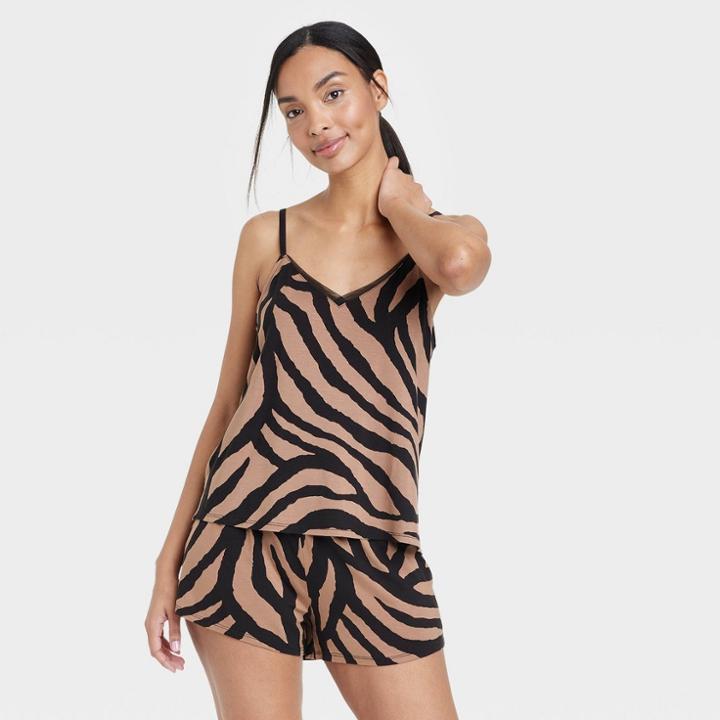 Women's Beautifully Soft Cami And Shorts Pajama Set - Stars Above Brown