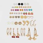 Cherry And Butterfly Hoop And Stud Earring Set 30pc - Wild Fable , Red