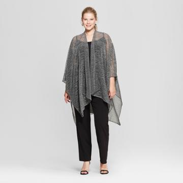 Estee & Lilly Women's Plus Size Pleated Metallic Kimono - Estee &