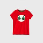 Girls' Short Sleeve Christmas Panda Graphic T-shirt - Cat & Jack Red