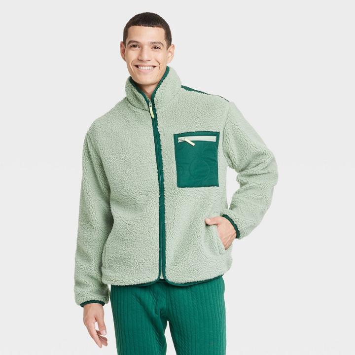 Men's Faux Shearling Jacket - Goodfellow & Co Aqua Green