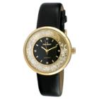 Peugeot Watches Peugeot Women's Gold Tone Diamond Dial-floating Cz Watch, Black