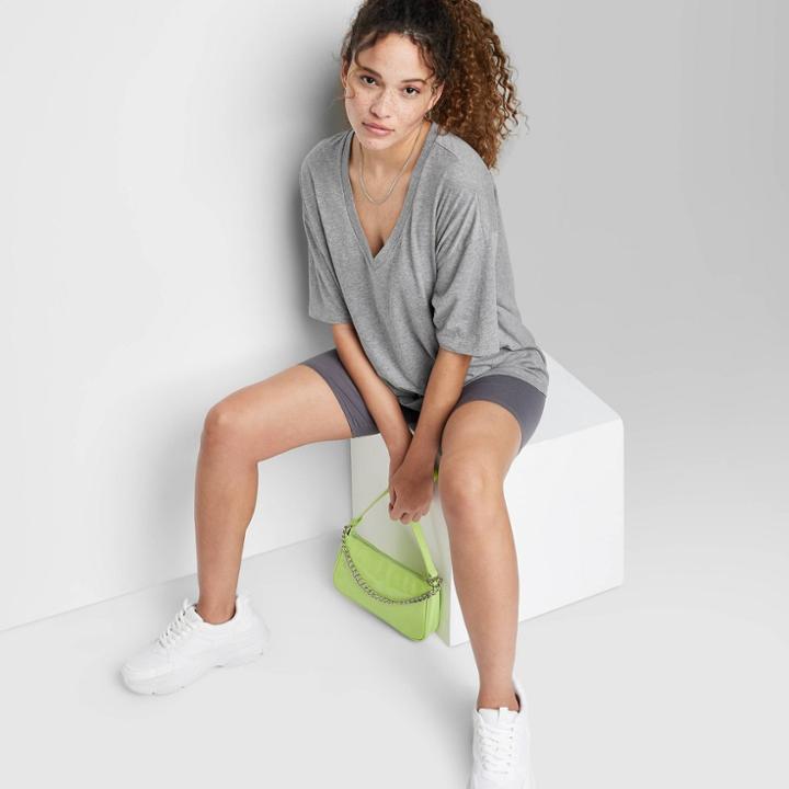 Women's Short Sleeve Relaxed Fit V-neck T-shirt - Wild Fable Heather Gray Xxs