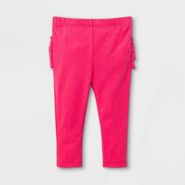 Baby Girls' Ruffle Bum Leggings - Cat & Jack Dark Pink