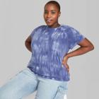 Women's Plus Size Short Sleeve Tie-dye T-shirt - Wild Fable Blue 1x, Women's,