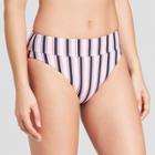 Tori Praver Seafoam Women's Striped Cheeky High Waist Bikini Bottom - Sea