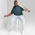 Adult Extended Size Checked Relaxed Fit Short Sleeve T-shirt - Original Use Blue