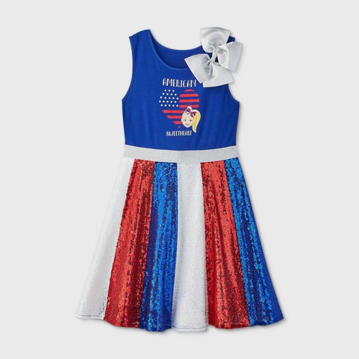 Girls' Jojo Siwa Americana Dress - White/red/blue Xs, Girl's, White Red Blue
