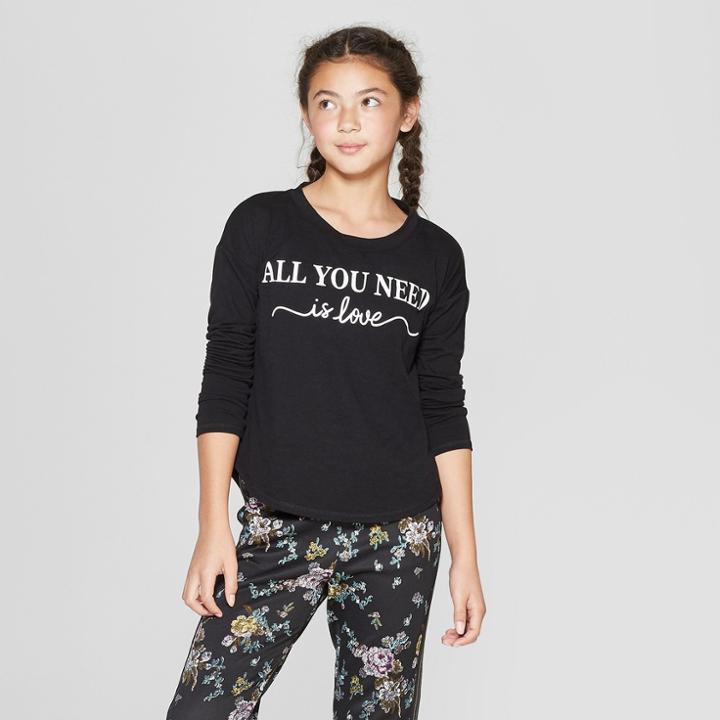 Girls' Long Sleeve Graphic T-shirt - Art Class Black