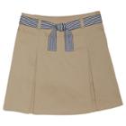 French Toast Girls' Woven Belted 2 Pleated Uniform Scooter - Khaki (green)