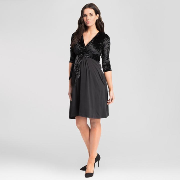 Maternity V-neck Nursing Dress - Expected By Lilac - Black Velvet L, Infant Girl's