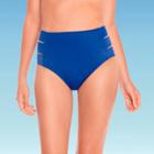 Women's Slimming Control High Waist Side-tab Bikini Bottom - Beach Betty By Miracle Brands Navy