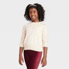 Girls' Crewneck Micro Fleece Pullover Sweatshirt - Cat & Jack Beige