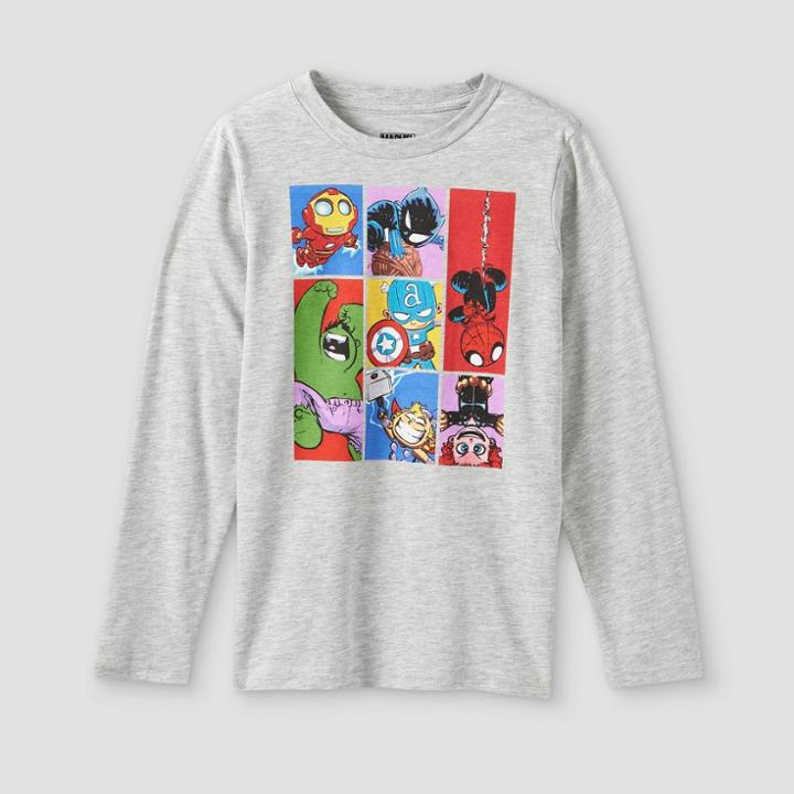 Boys' Marvel Long Sleeve Graphic T-shirt - Gray