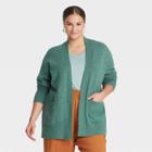 Women's Plus Size Open-front Cardigan - A New Day Teal