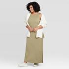 Women's Plus Size Sleeveless Rib Knit Dress - A New Day Green 1x, Women's,