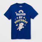 Target Pride Kids' Short Sleeve Raised By Unicorns T-shirt - Royal Xl, Boy's, Blue