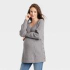 Scoop Neck Side Button Maternity Sweater - Isabel Maternity By Ingrid & Isabel Gray