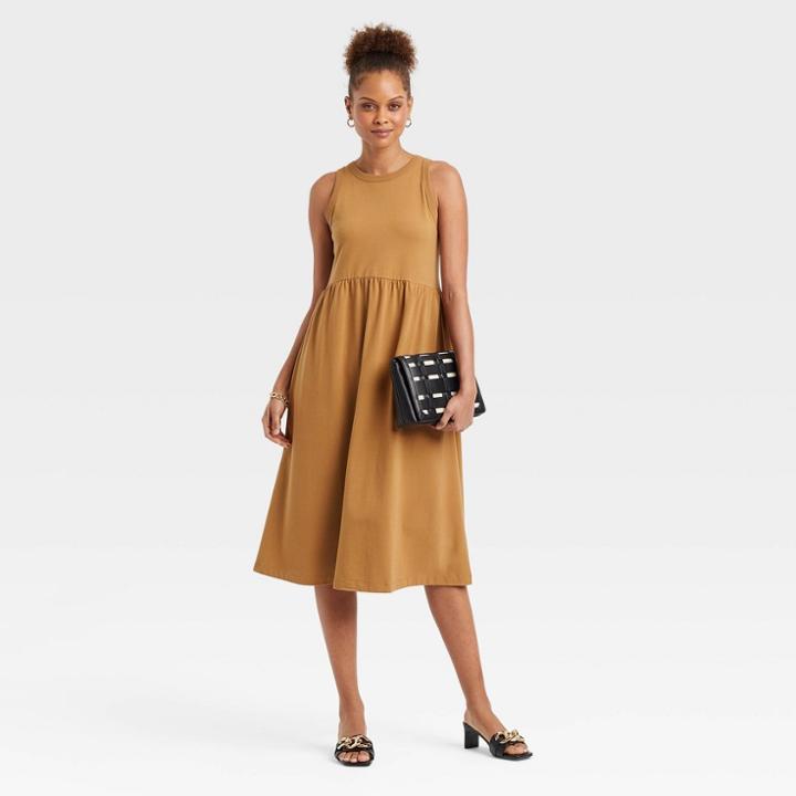 Women's Sleeveless Knit Ballet Dress - A New Day Brown