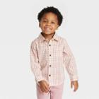 Toddler Boys' Long Sleeve Poplin Woven Shirt - Cat & Jack Pink