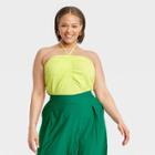 Women's Plus Size Slim Fit Textured Halter Top - A New Day Green