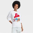 Women's Smurfs Embroidered Mushrooms Graphic Sweatshirt - White